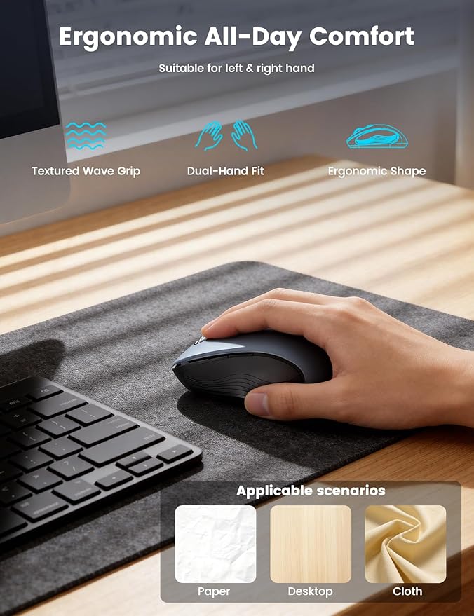 WisFox 2.4G Wireless Mouse for Laptop, Ergonomic Computer Mouse - Image 6