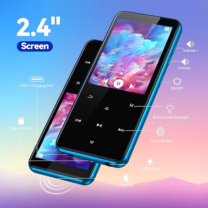 AGPTEK 16GB MP3 Player with Bluetooth, M3 2.4 inch Music Player with Speaker - Image 5