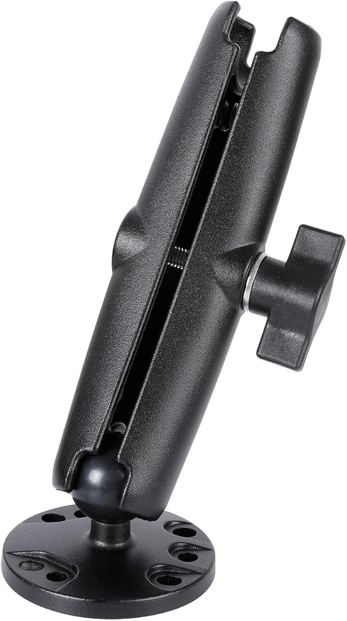 1" Ball Double Socket Arm with AMPS Hole Round Plate Base, Aluminum Alloy by Unknown
