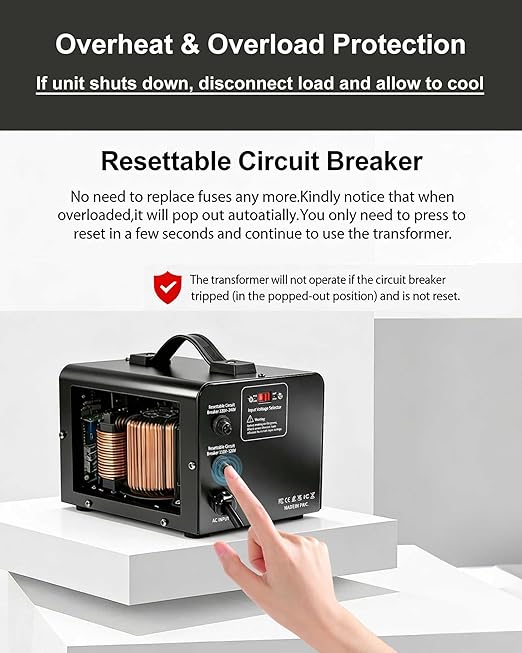 Yinleader 1500W 110V to 220V or 220V/230V/240V to 110V/120V Power Converter - Image 3