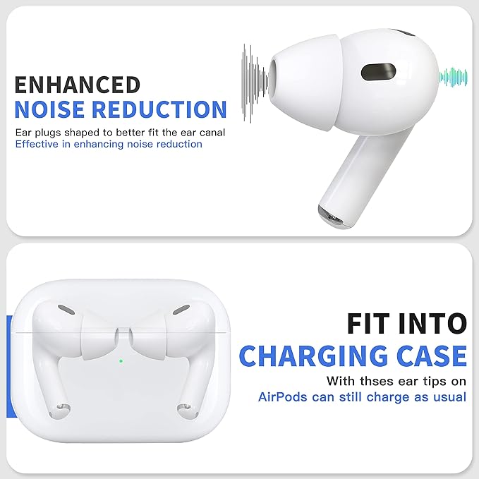 4 Pairs Ear Tips for AirPods Pro 1 & 2 Noise Cancellation Add Grip Sport Earbuds - Image 5