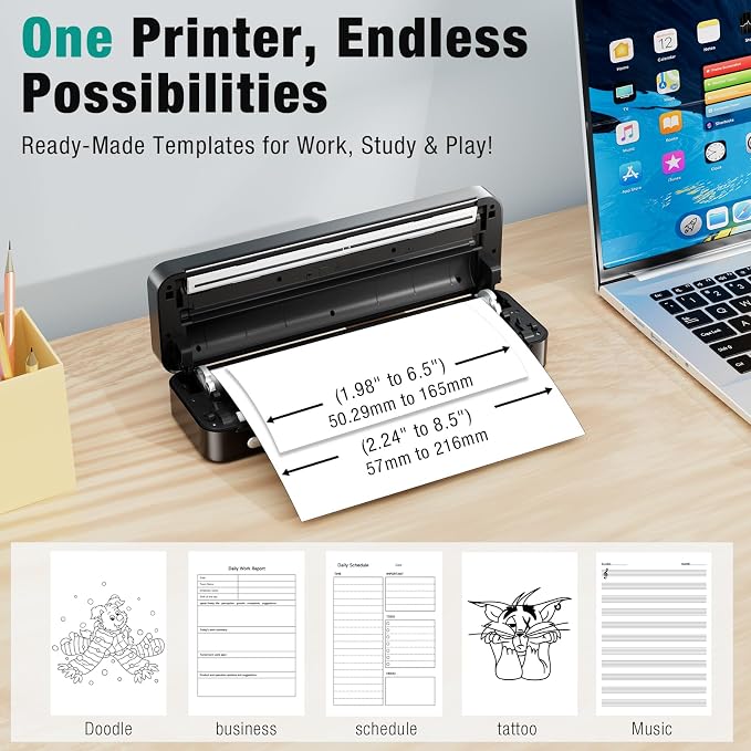 Portable Printer Wireless for Travel, Inkless Thermal Printer Supports 8.5 x 11 - Image 4