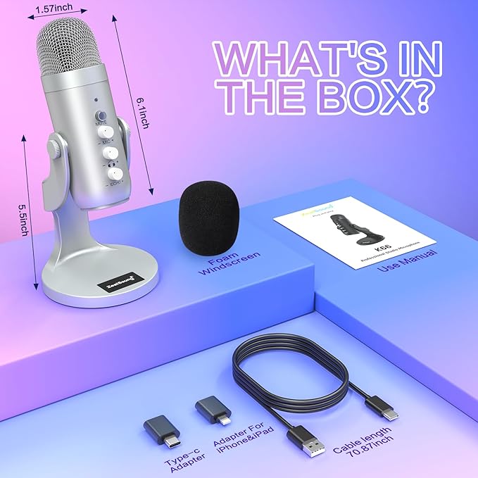 ZealSound Podcast Microphone for PC, Noise Cancellation USB Mic - Image 7