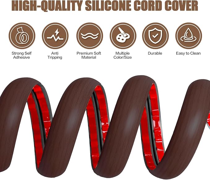 Floor Cord Cover Cavity 0.8"x0.37" Self Adhesive Cord Hider, 3.3FT Low Profile - Image 3