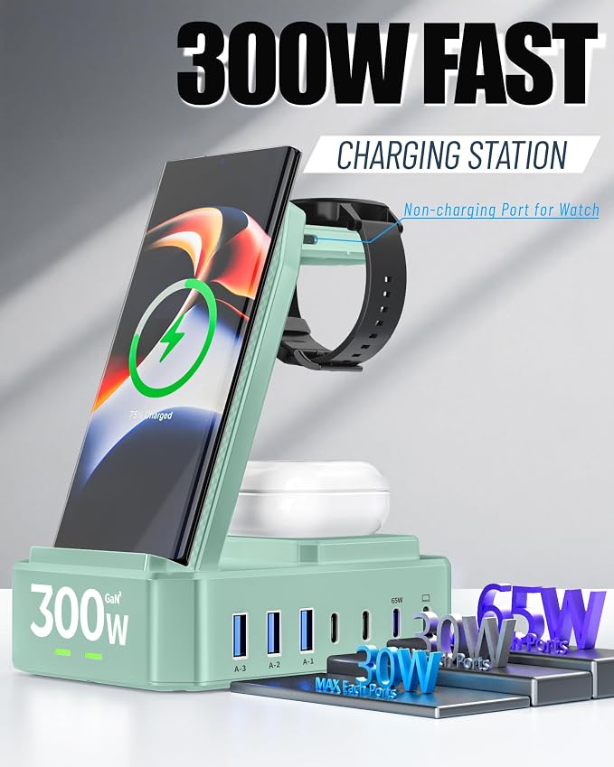300W Wireless Charger for Samsung, Zutspzss 10 in 1 Wireless Charging Station - Image 3