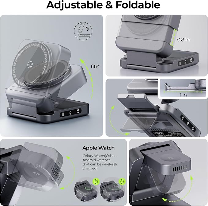【2025 Upgraded】 Wireless Charger 3 in 1, Foldable Wireless Charging Station - Image 4