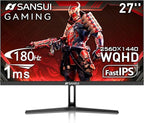 SANSUI 27 Inch WQHD 2560 x 1440 IPS Gaming Monitor, 180Hz 1ms Computer Monitor by SANSUI