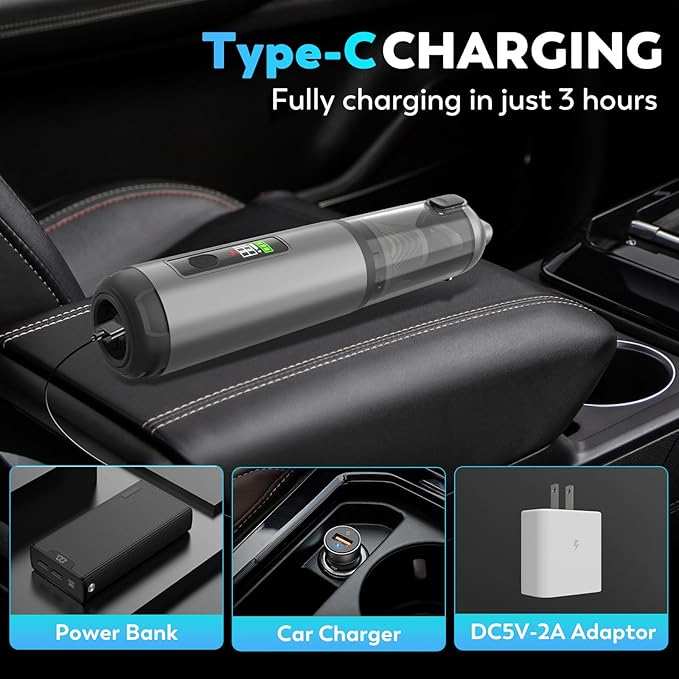 Cordless Car Vacuum Cleaner, 22000PA High Power Portable Handheld Car Vacuum & - Image 4