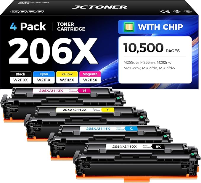 206X Toner Cartridge Set 4-Pack High Yield Replacement by JCTONER