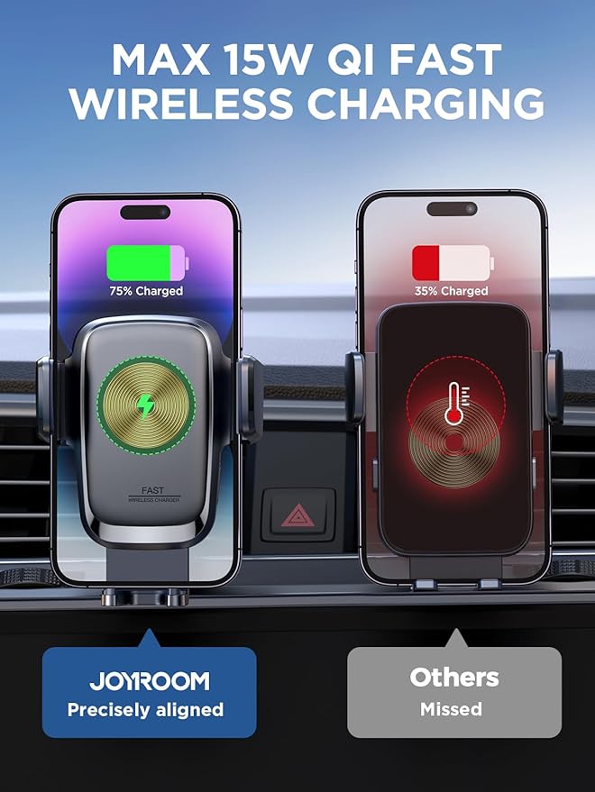 Wireless Car Charger, 15W Qi Fast Charging Auto Clamping Car Charger Phone - Image 5