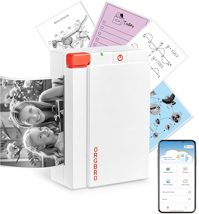 ORGBRO Sticker Printer Machine, X3 Mini Printer Print Pods Portable Thermal by ORGBRO