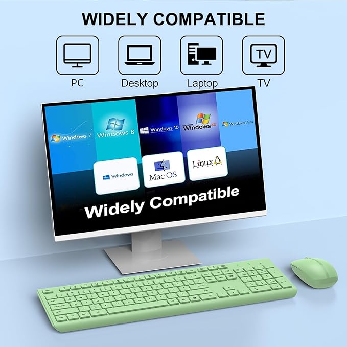 Wireless Keyboard and Mouse Combo, Full-Size Silent Ergonomic Keyboard and - Image 7