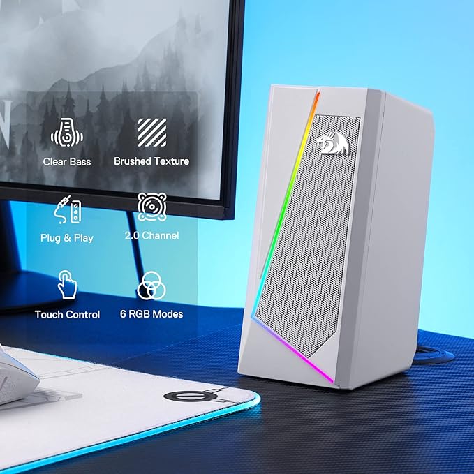 Redragon GS520 RGB Desktop Speakers, 2.0 Channel PC Computer Stereo Speaker - Image 2