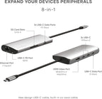 Satechi 8 in 1 USB C Hub Multiport Adapter V3, 8K HDMI, 100W Charging, 4 USB - Image 2