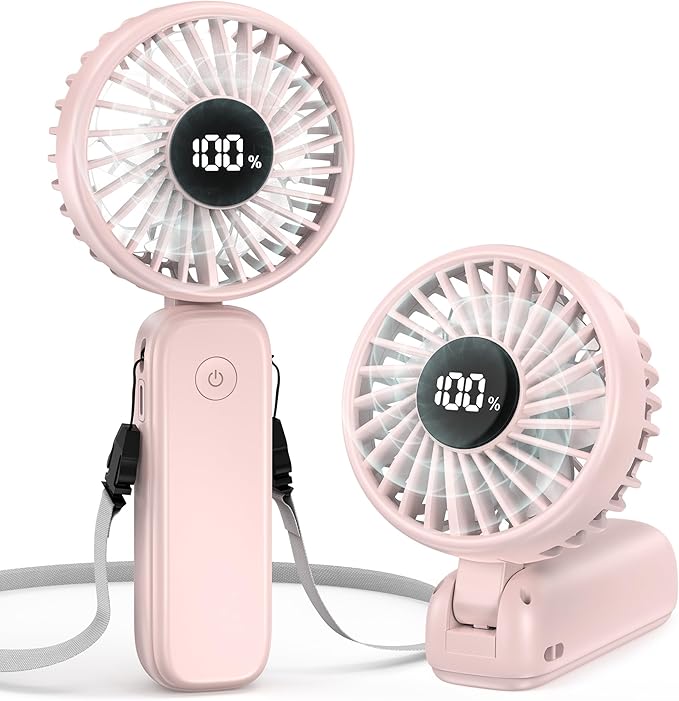 Portable Handheld Fan, 5000mAh Rechargeable Battery, Max 15H Cooling, 4 Speeds by COMLIFE