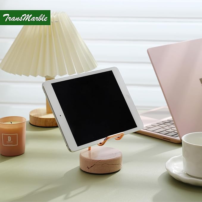 Marble Phone Stand with Metal Holder, Charging Available While Using, Swipe Up - Image 3