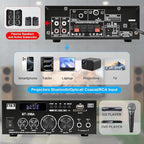 Romica Stereo Audio Amplifier, 2 Channel 450W x2 Bluetooth 5.0 Home Theater - Image 5