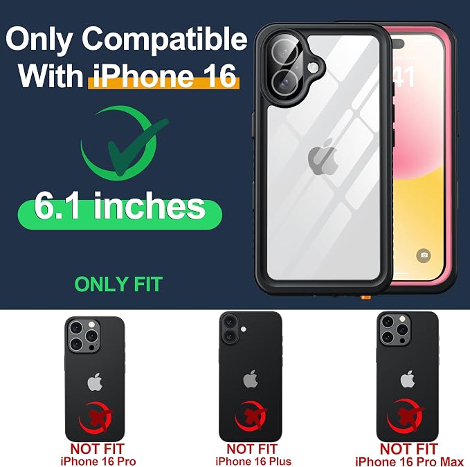 for iPhone 16 Case Waterproof, Built-in Privacy Screen & HD Screen Double Front - Image 7