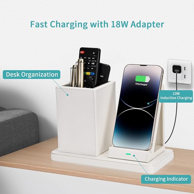 Wireless Charger with Desk Organizer, Wireless Charging Station - Image 2