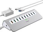 Powered USB Hub 10Gbps, 10 Port USB 3.1 Gen 2 Hub by intpw