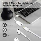 USB C to Lightning Headphone Audio Adapter, Type C Male to Female Lightning - Image 2