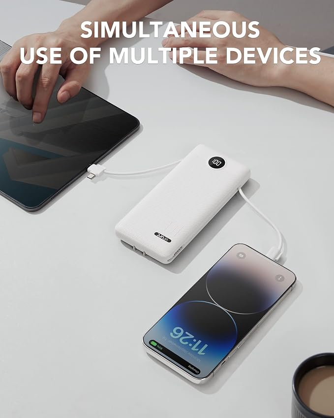 VRURC Portable Charger, Power Bank Built-in Cables and AC Wall Plug, USB C - Image 7