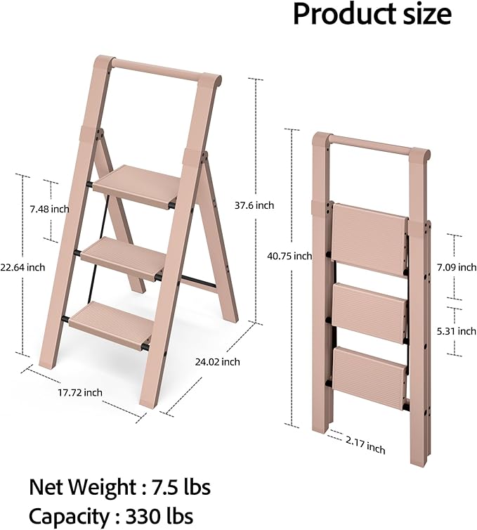 Taranta 3 Step Ladder, Lightweight Aluminum Step Stool - Image 6