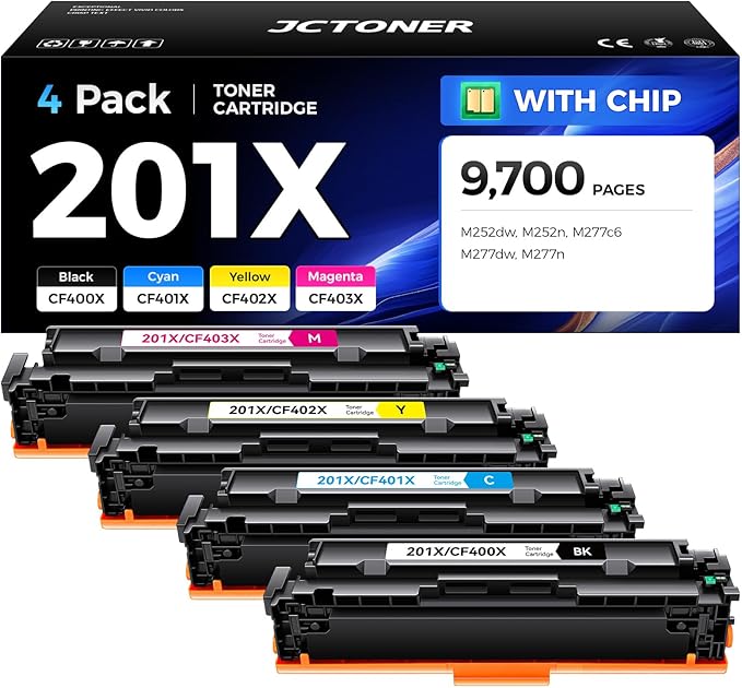 201X Toner Cartridge Set 4-Pack High Yield Replacement by JCTONER
