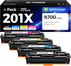 201X Toner Cartridge Set 4-Pack High Yield Replacement by JCTONER