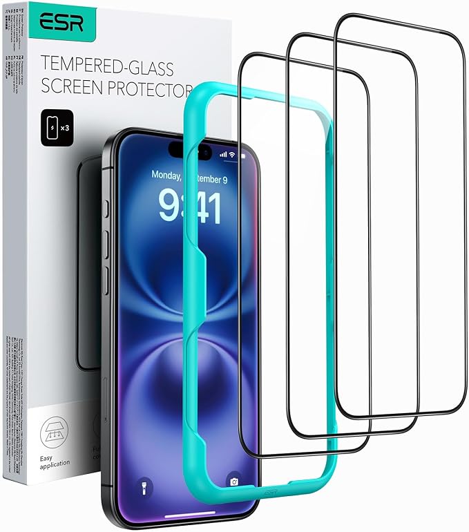 ESR 3 Pack for iPhone 16 Plus/iPhone 15 Plus Screen Protector, Full Coverage by ESR