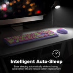 KNOWSQT Wireless Keyboard and Mouse Combo, Pale Purple Full-Sized 2.4G Silent - Image 4