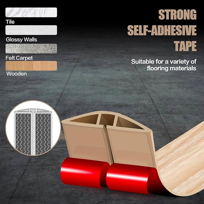 Floor Cord Cover Cavity 0.8"x0.37" Self Adhesive Cord Hider, 10FT Low Profile - Image 4