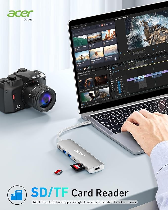 Acer USB C Dock, 7 in 1 USB C to HDMI Hub, 2 USB 3.1 GEN1 and 5Gbps Type-C Data - Image 7