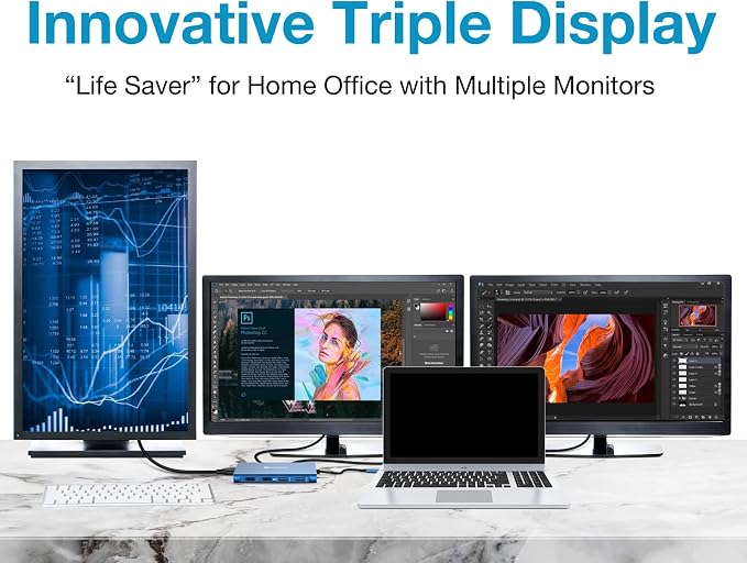 UtechSmart 11 in 1 Docking Station, Triple Monitors USBC Laptop Docking Station - Image 2