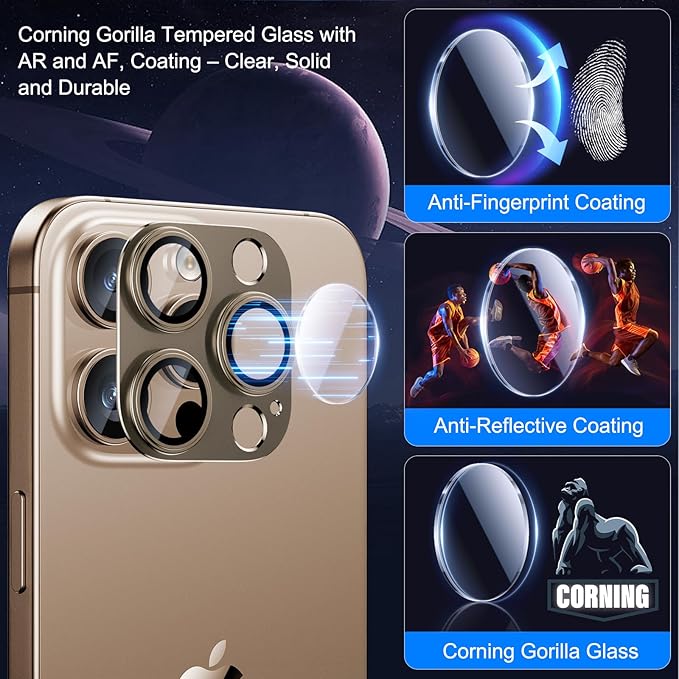 Esanik Upgrade 2 Pack for iPhone 16 Pro/iPhone 16 Pro Max Camera Lens Protector - Image 2