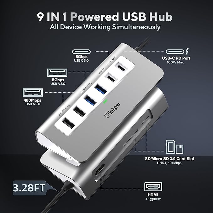 USB C Hub, 9-in-1 Laptop Docking Station - Image 2