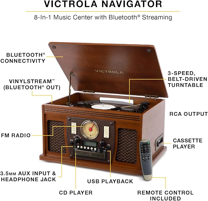 Victrola Navigator 8-in-1 Bluetooth Record Player - Image 2
