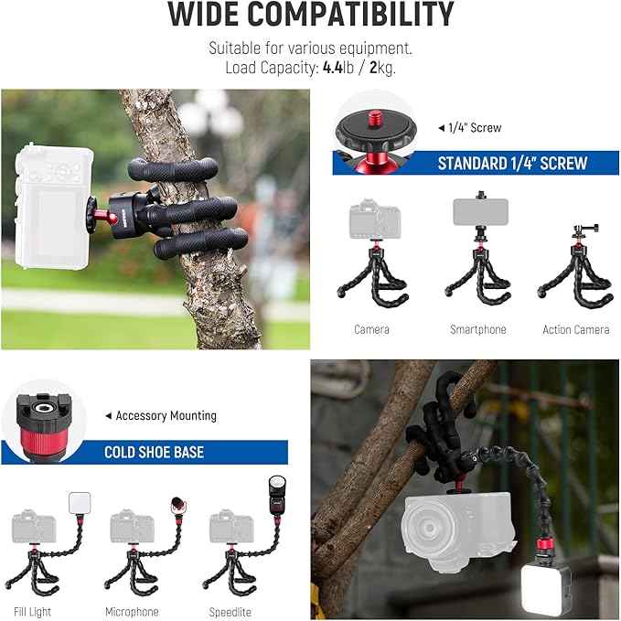 NEEWER T91 Flexible Tripod for iPhone Mini Cellphone Tripod Stand for Vlog - Image 2
