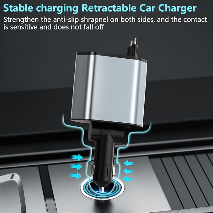 Retractable Car Charger, 120W 2.7Ft Retractable Cables and 4 Electronic Ports - Image 7