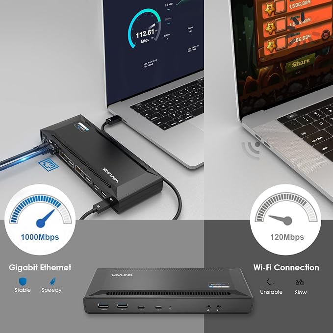 WAVLINK Universal USB C Laptop Docking Station Dual Monitors 5K/4K@60Hz - Image 7