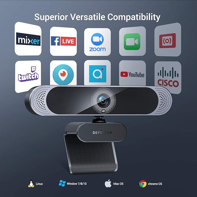 DEPSTECH 4K Webcam, DW49 HD 8MP Equipped - Image 7