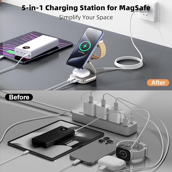 5-in-1 Wireless Charger for MagSafe, AC ISLAND Portable Travel Charging Station - Image 6
