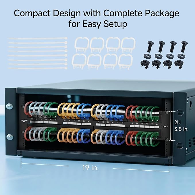 Cable Matters 48 Port Patch Panel Rackmount or Wall Mount 19-Inch, 2U Cat6 - Image 7