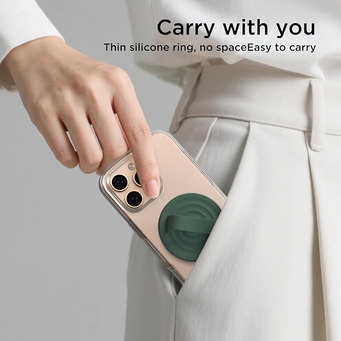 Magnetic Phone Ring Grip Holder, Silicone Finger Loop Grip, Compatible - Image 9
