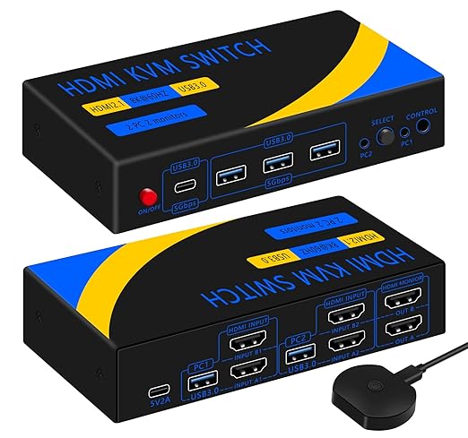 Dual Monitor Kvm Switch 2 Monitors 2 Computers HDMI 4k@60HZ, USB3.0. kvm by newiedkvm
