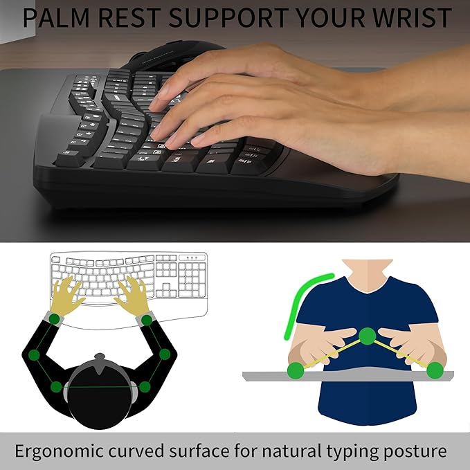 Wireless Keyboard and Mouse Combo, 2.4G Full Size Wave Keys Ergonomic Keyboard - Image 6