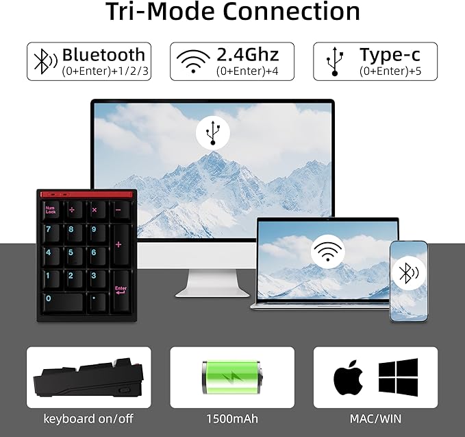 BOYI Y17 Aluminum Mechanical Numpad, Wireless RGB Numeric Keypad, Quick Release - Image 4