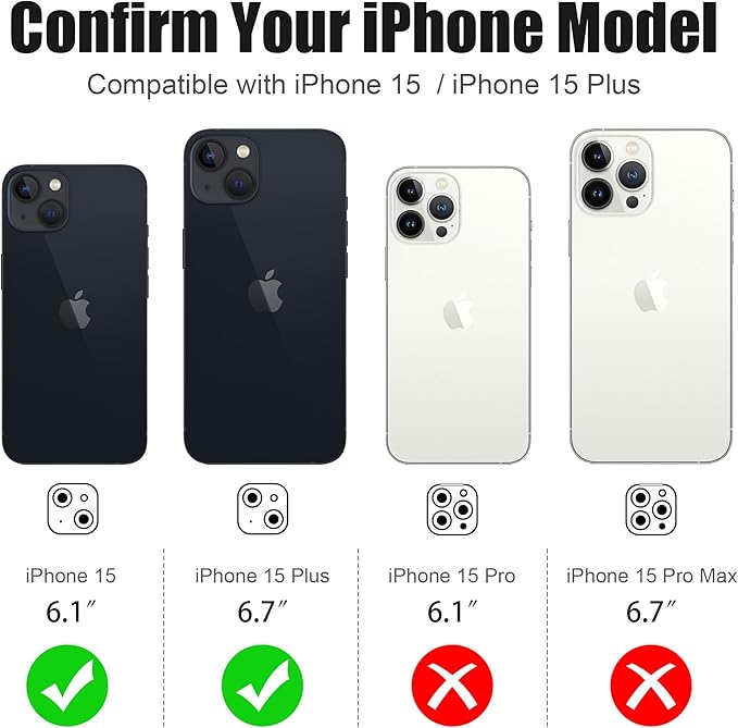 AGVEE 3+3 6 Pack for iPhone 15 6.1" / 15 Plus 6.7" Camera Lens Cover Protector - Image 2