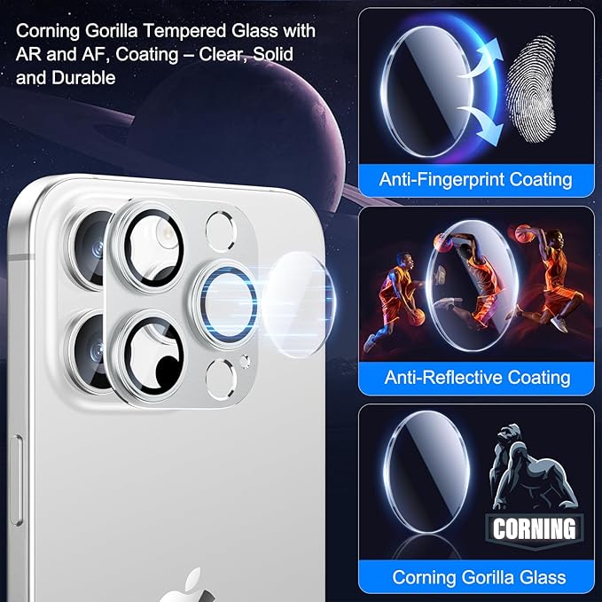 Esanik 2 Pack for iPhone 15 Pro/iPhone 15 Pro Max Camera Lens Protector - Image 2