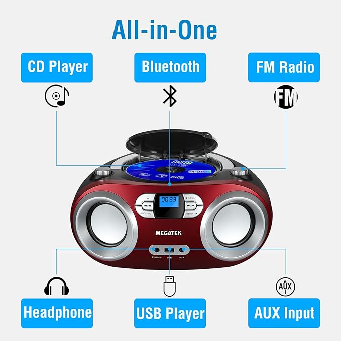 MEGATEK Portable CD Player Boombox - Image 2